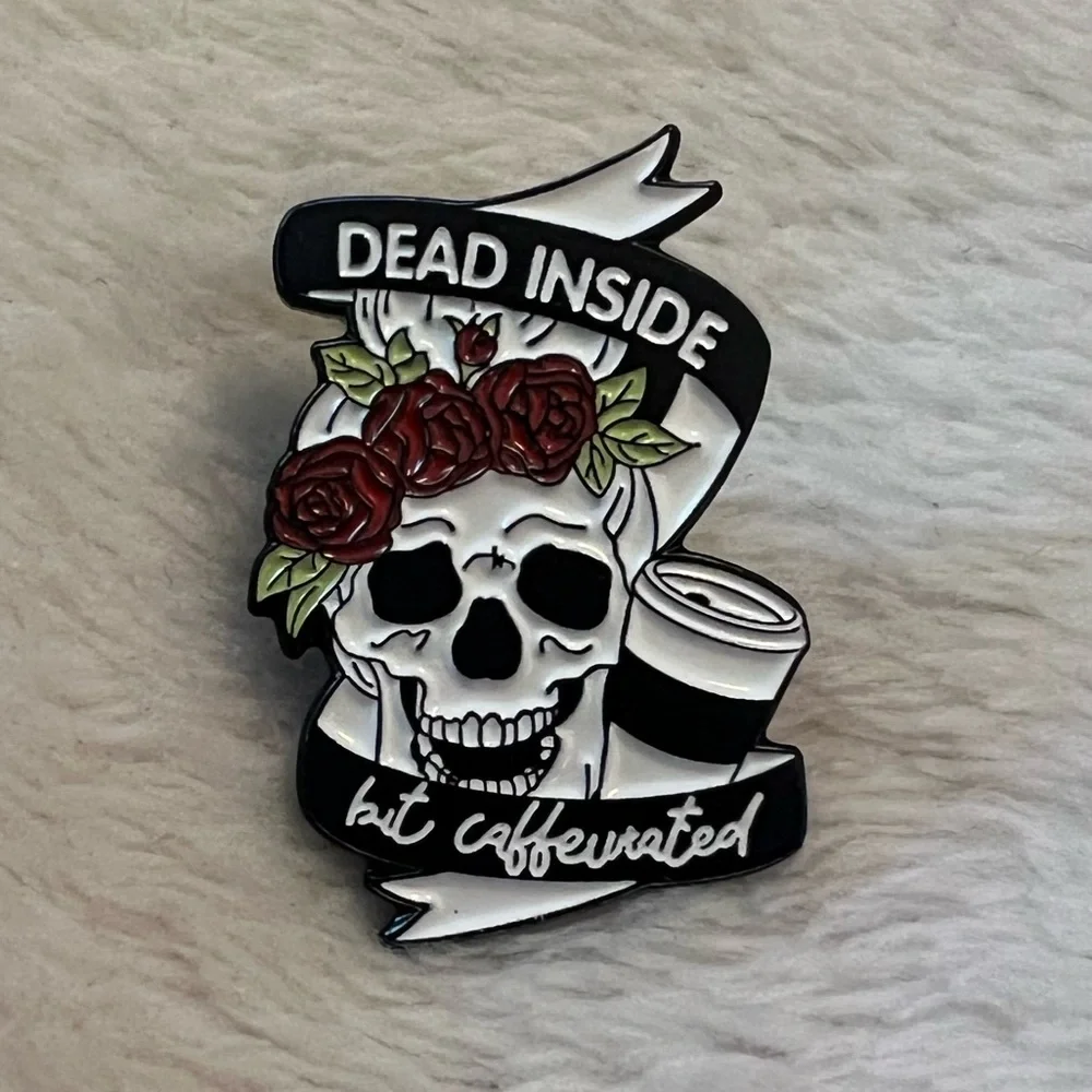 Dead inside but caffeinated lapel pin - Picture 1 of 3